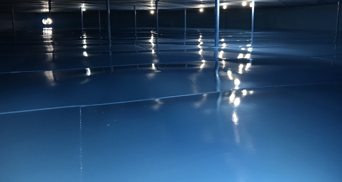 Blue tank lining.