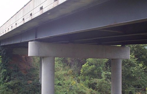 Missouri Department of Transportation Bridge A-2107 is shown, including its steel beam coated in Carbozinc 11.