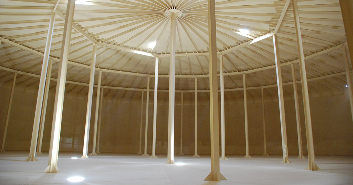 Interior of a steel water storage tank with lining