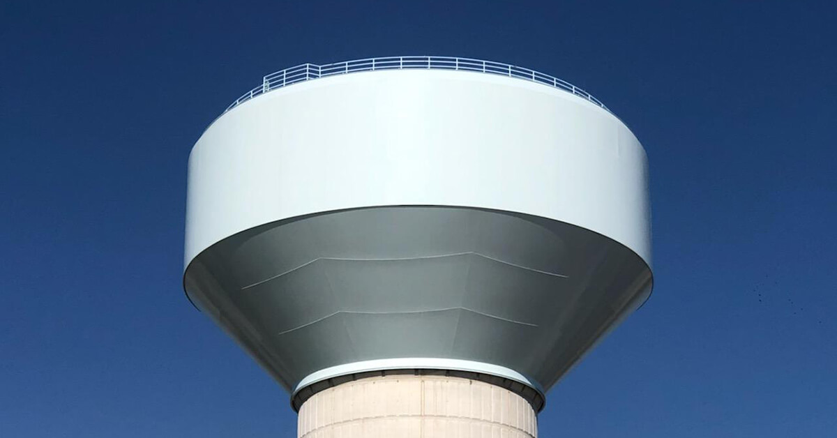 A steel water tank after coating.